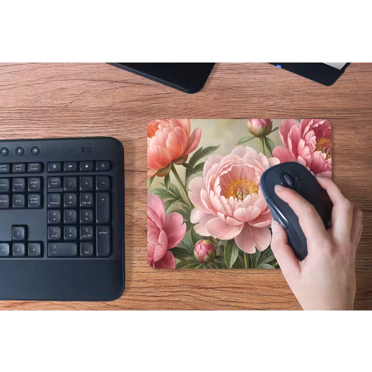 Bloemen - Roze - Klassiek - Gedetailleerd - Natuur muismat rubber klein -toetsenbord