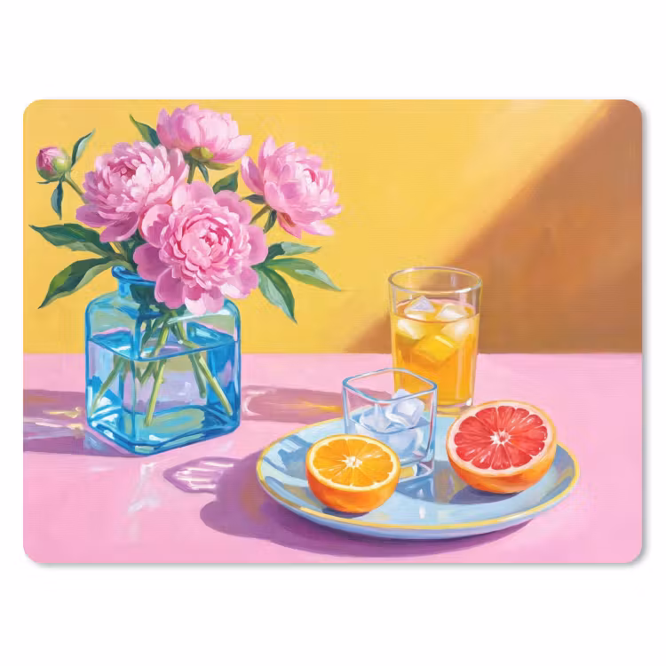 Muismat - Bloemen - Roze - Modern - Bloemen - Roze - Modern muismat rubber klein