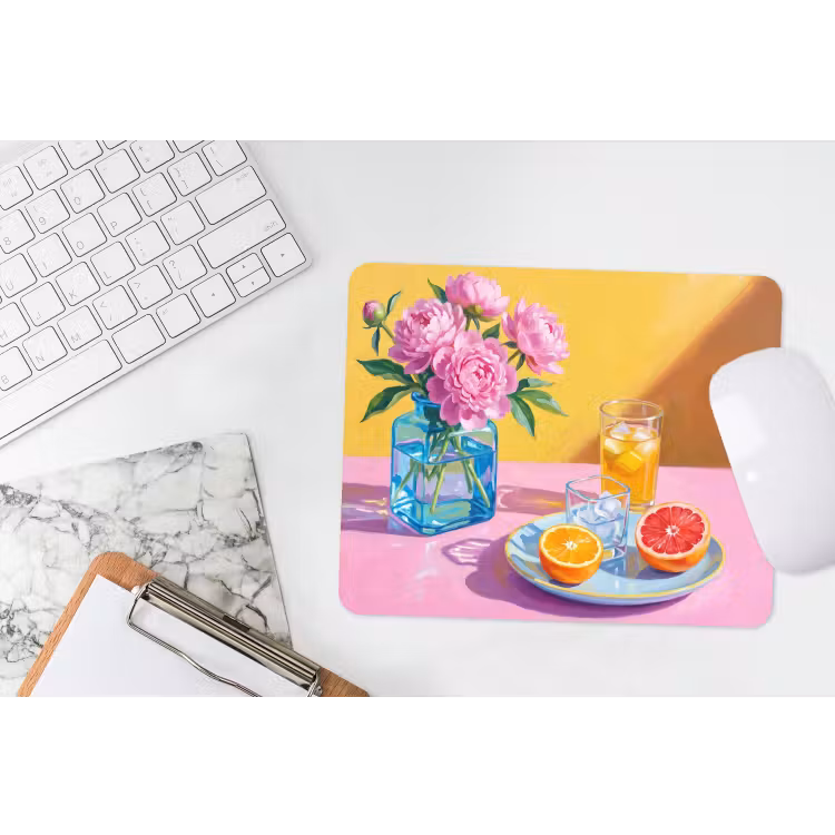 Muismat - Bloemen - Roze - Modern - Bloemen - Roze - Modern muismat rubber klein