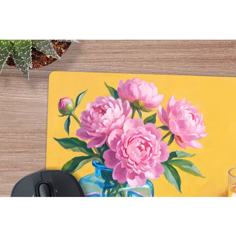 Muismat - Bloemen - Roze - Modern - Bloemen - Roze - Modern muismat rubber klein