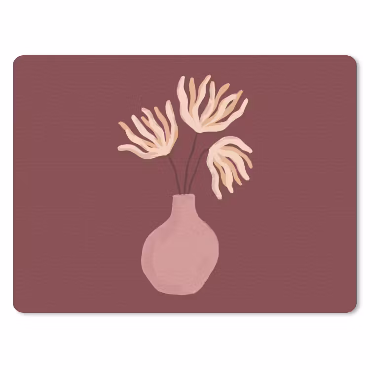 Bloemen - Vaas - Abstract - Modern - Aardetinten muismat rubber klein -3d