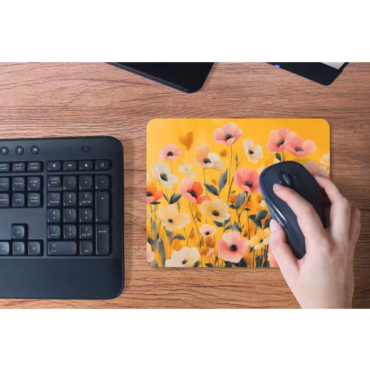 Bloemen - Veld - Geel muismat rubber klein -toetsenbord