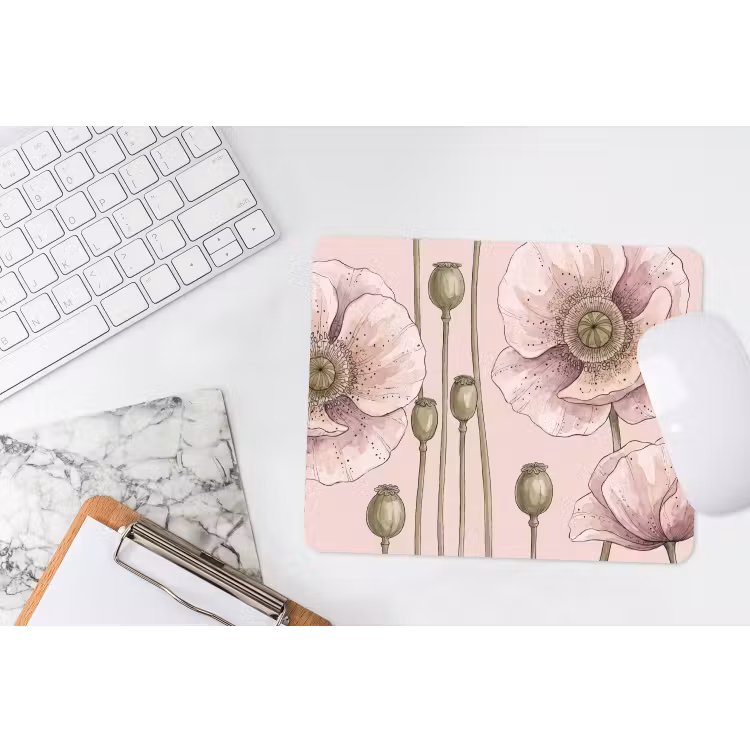 Bloemen - Zomer - Natuur - Aquarel - Roze muismat rubber klein -witbureau