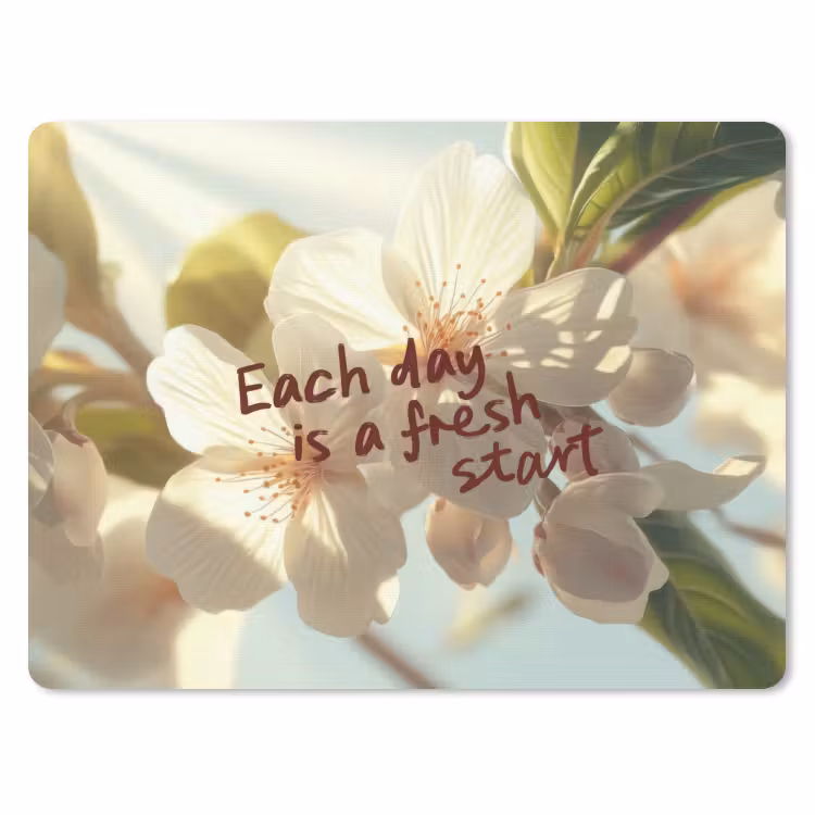 Bloesems - Zonlicht - Quote - Wit muismat rubber klein -3d