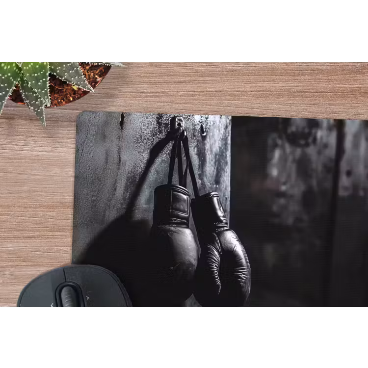 Bokshandschoenen - Muur - Duister - Zwart muismat rubber klein -closeup