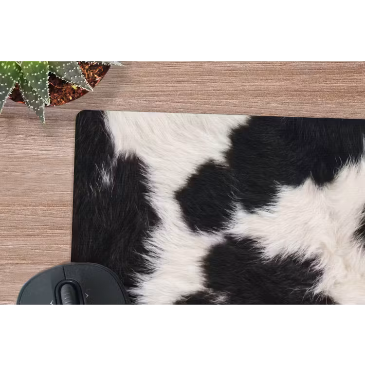 Bont - Textuur - Zwart - Wit muismat rubber klein -closeup