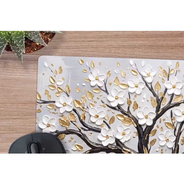 Boom - Bloemen - Natuur - Abstract - Wit muismat rubber klein -closeup