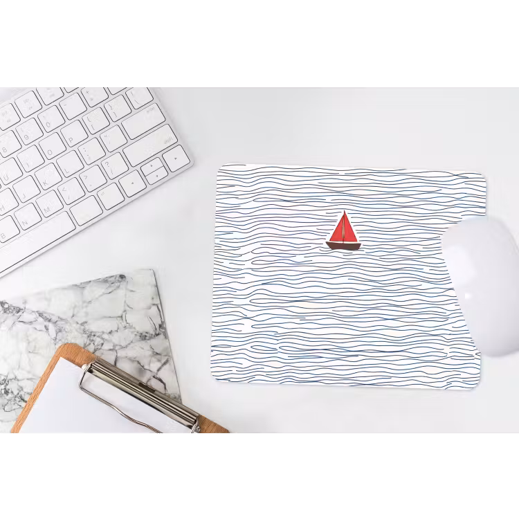Boot - Water - Rood - Illustratie - Minimalistisch muismat rubber klein -witbureau