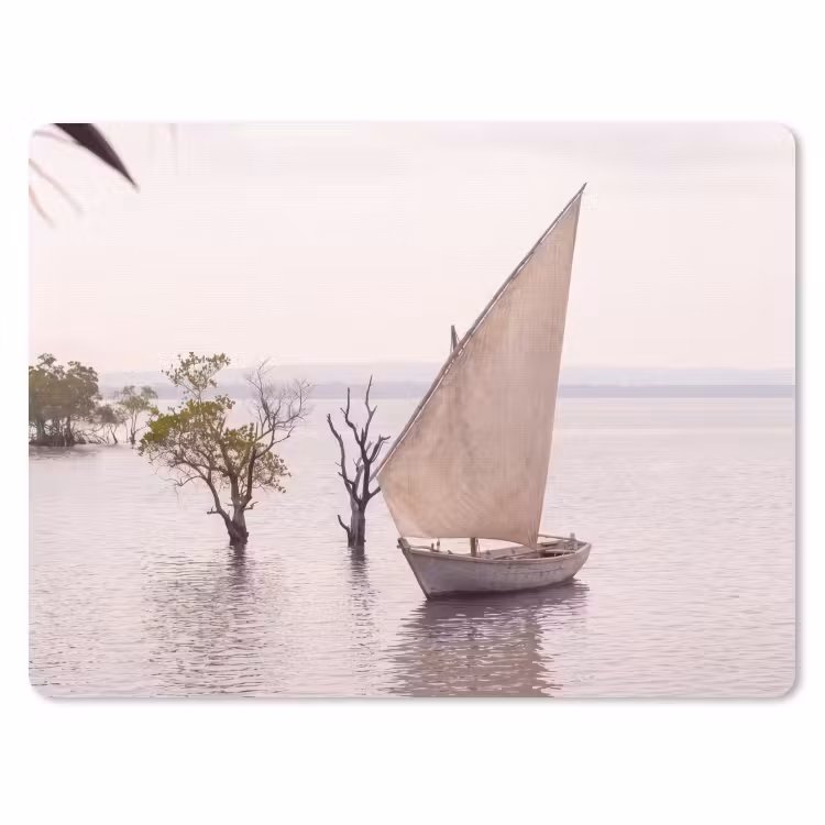 Boot - Zeil - Water - Tropisch - Natuur muismat rubber klein -3d