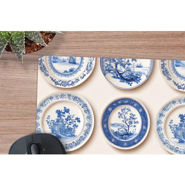 Borden - Bomen - Planten - Blauw muismat rubber klein 262 -closeup