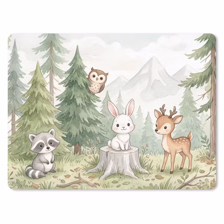 Bos - Dieren - Groen muismat rubber klein -3d