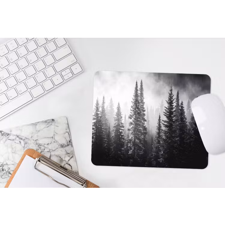Bos - Mist - Winter - Monochroom - Natuur muismat rubber klein -witbureau