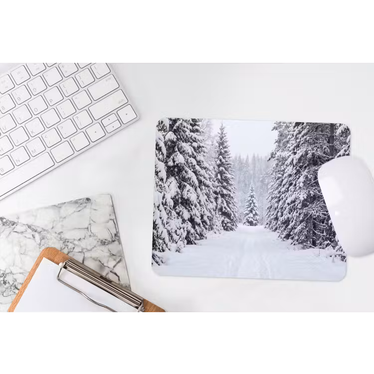 Bos - Winter - Sneeuw - Pad - Natuur muismat rubber klein -witbureau