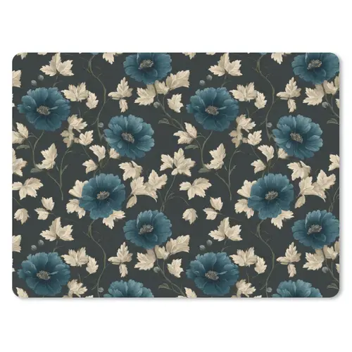 Botanisch - Bloemen - Blauw muismat rubber klein 262 -3d