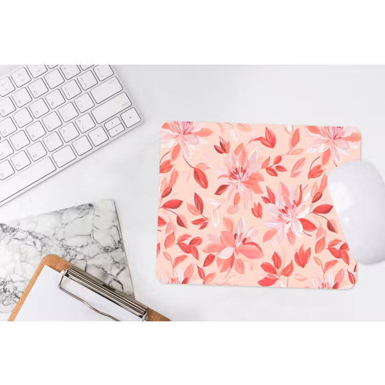 Botanisch - Bloemen - Rood muismat rubber klein 262 -witbureau
