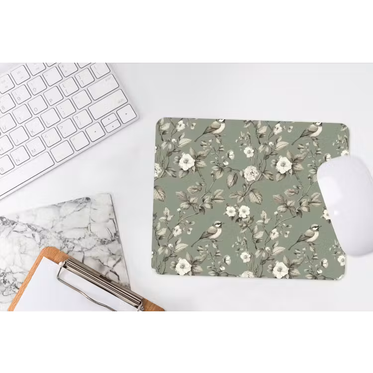 Botanisch - Vogels - Groen muismat rubber klein 262 -witbureau