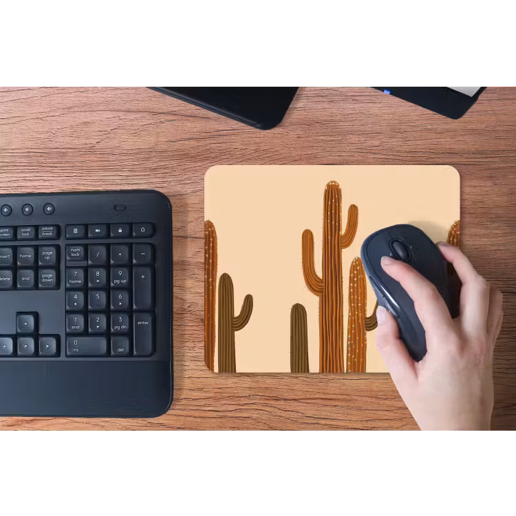 Cactus - Woestijn - Zand - Bruin muismat rubber klein -toetsenbord