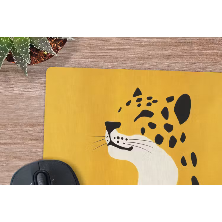 Cheetah - Illustratie - Geel muismat rubber klein -closeup