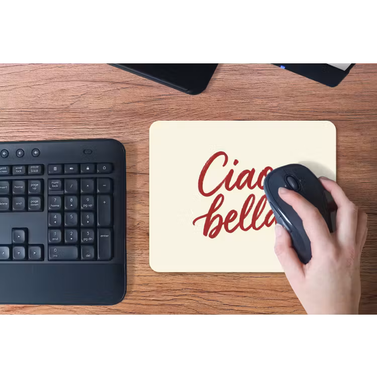 Ciao bella - Rood - Wit - Minimalistisch muismat rubber klein -toetsenbord