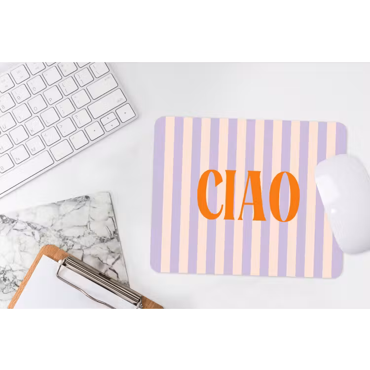 Ciao - Quote - Pastel - Strepen muismat rubber klein -witbureau