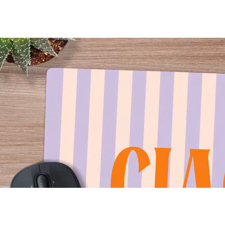 Ciao - Quote - Pastel - Strepen muismat rubber klein -closeup