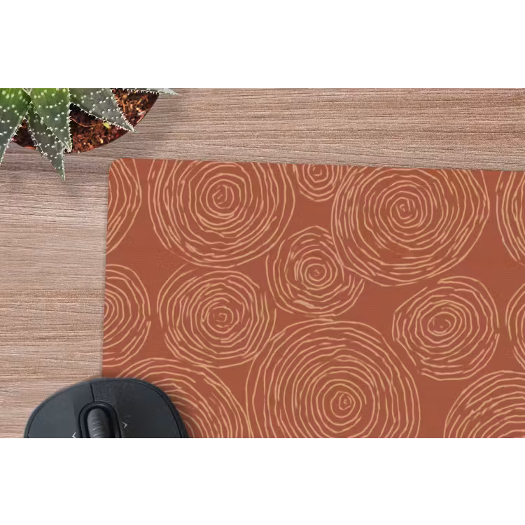 Cirkels - Abstract - Artistiek - Terracotta muismat rubber klein 262 -closeup