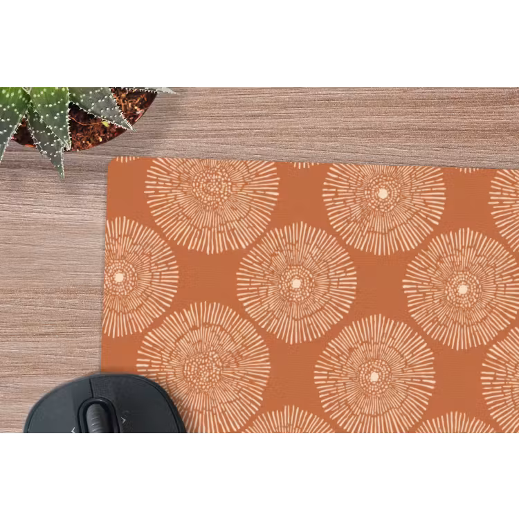 Cirkels - Grafisch - Patroon - Terracotta muismat rubber klein 262 -closeup
