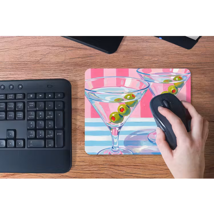 Cocktail - Olijven - Kunst - Modern - Roze muismat rubber klein -toetsenbord