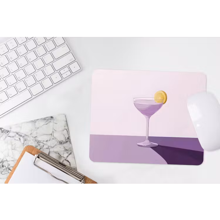 Cocktail - Paars - Minimalistisch - Citroen muismat rubber klein -witbureau