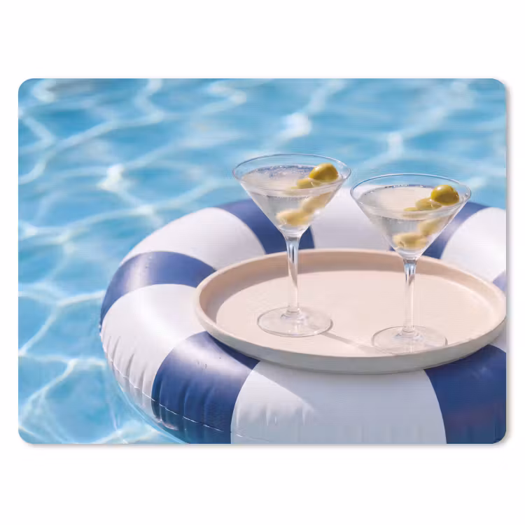 Cocktail - Zwembad - Zomer - Blauw muismat rubber klein -3d