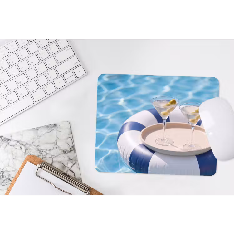 Cocktail - Zwembad - Zomer - Blauw muismat rubber klein -witbureau