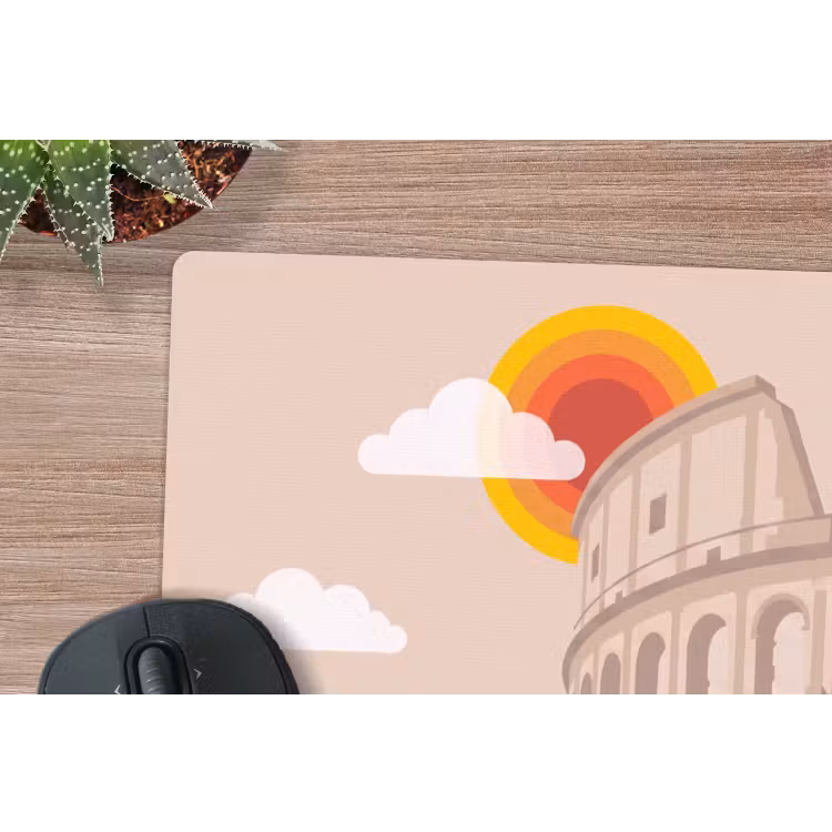Colosseum - Zonsopgang - Rome - Architectuur - Beige muismat rubber klein -closeup