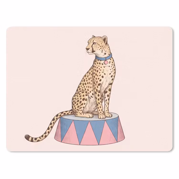 Dieren - Circus - Illustratie - Vintage - Roze muismat rubber klein -3d