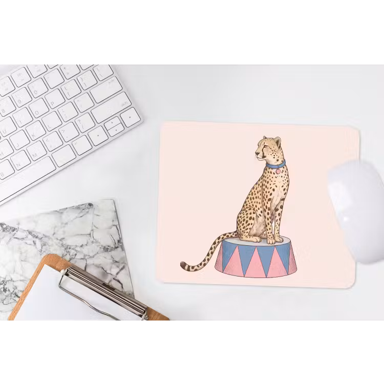 Dieren - Circus - Illustratie - Vintage - Roze muismat rubber klein -witbureau