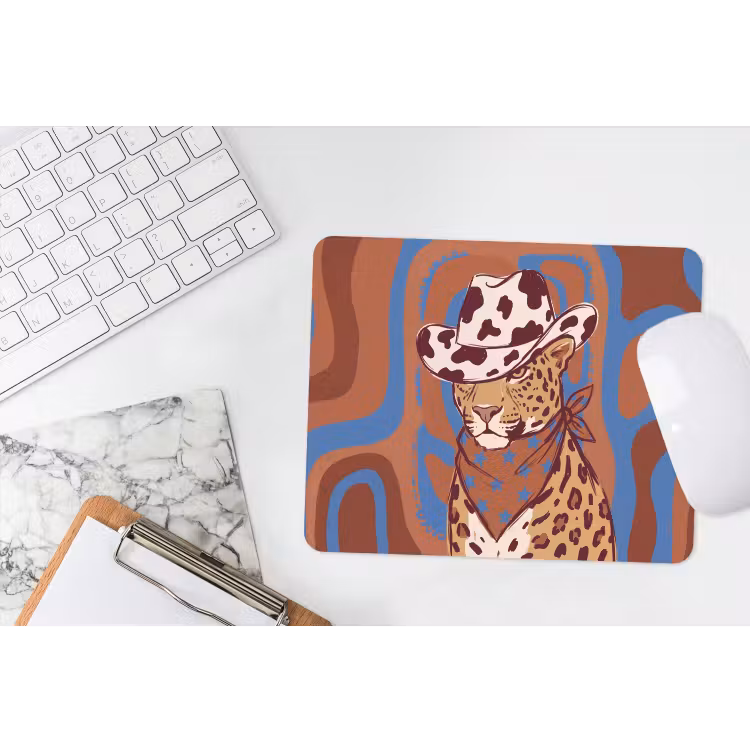 Dieren - Cowboyhoed - Modern - Illustratie - Bruin muismat rubber klein -witbureau