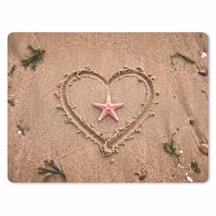 Dieren - Hart - Strand - Zand - Roze muismat rubber klein -3d