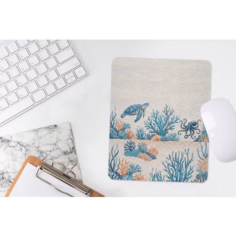 Dieren - Onderwater - Natuur - Mozaïek - Blauw muismat rubber klein -witbureau