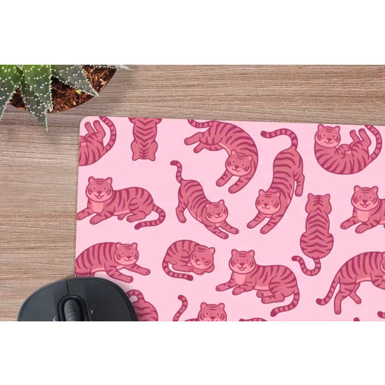 Dieren - Patroon - Roze - Speels - Cartoon muismat rubber klein -closeup