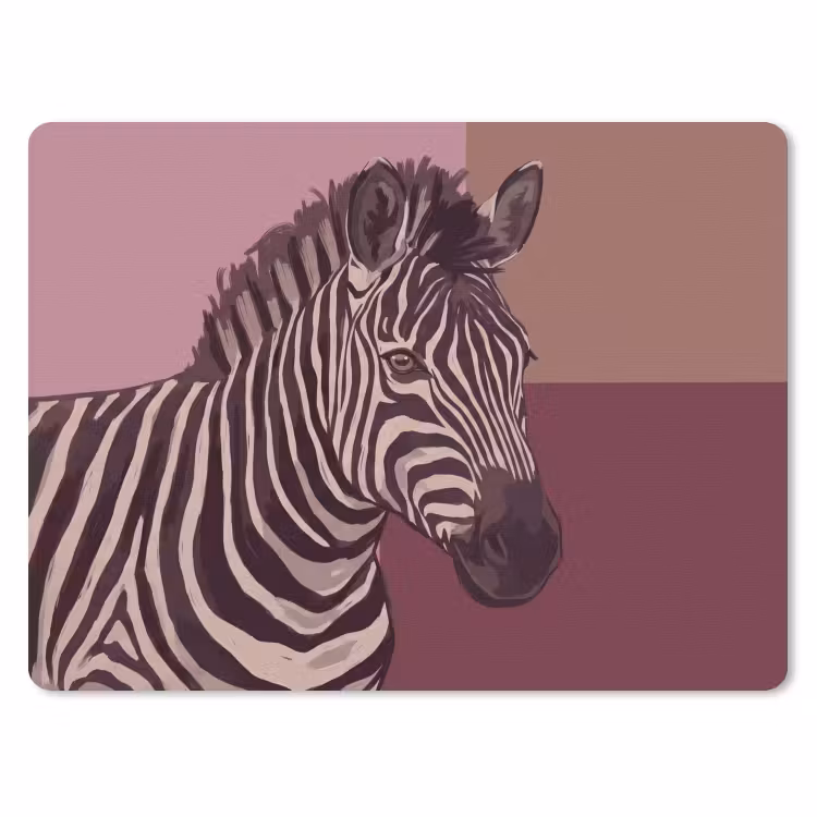 Dieren - Zebrahoofd - Wildlife - Modern - Bruin muismat rubber klein -3d