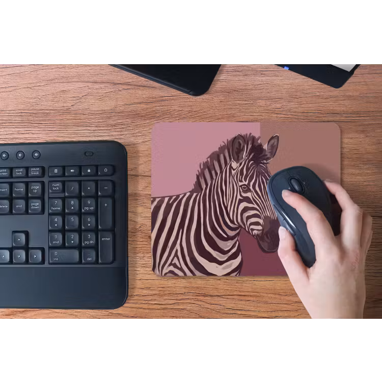 Dieren - Zebrahoofd - Wildlife - Modern - Bruin muismat rubber klein -toetsenbord
