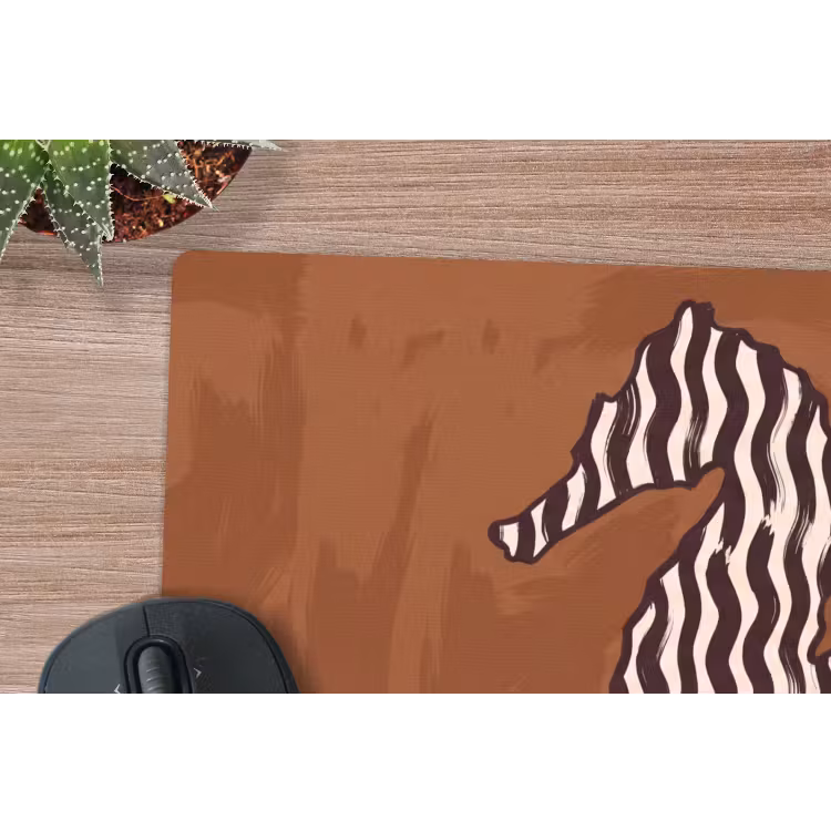 Dieren - Zeepaardje - Abstract - Bruin - Strepen muismat rubber klein -closeup