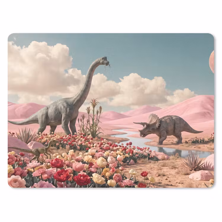 Muismat - Dinosaurus - Roze - Landschap - Dinosaurus - Roze - Landschap muismat rubber klein