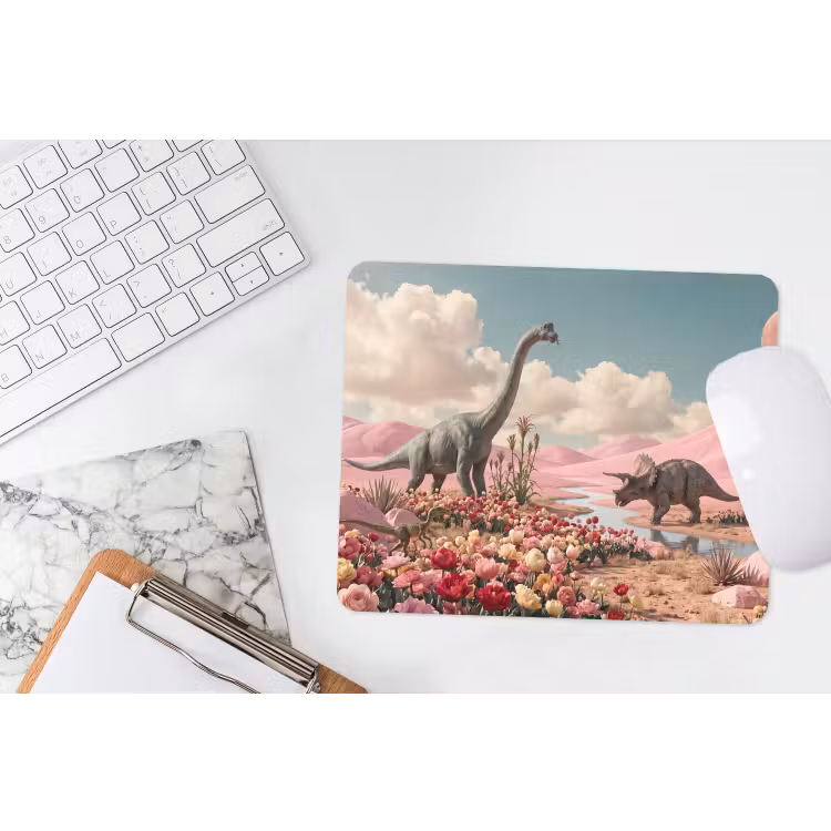 Muismat - Dinosaurus - Roze - Landschap - Dinosaurus - Roze - Landschap muismat rubber klein