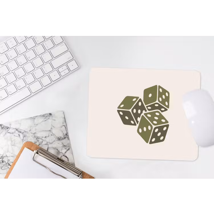 Dobbelsteen - Spel - Groen - Abstract muismat rubber klein -witbureau