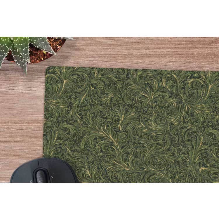 Donker - Groen - Krullend - Botanisch muismat rubber klein 262 -closeup