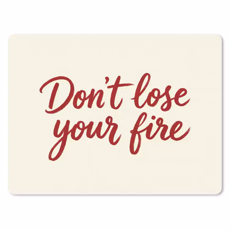 Don't lose your fire - Rood - Wit - Minimalistisch muismat rubber klein -3d