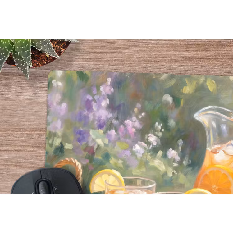 Drank - Citroen - Zomer - Tuin - Geel muismat rubber klein -closeup