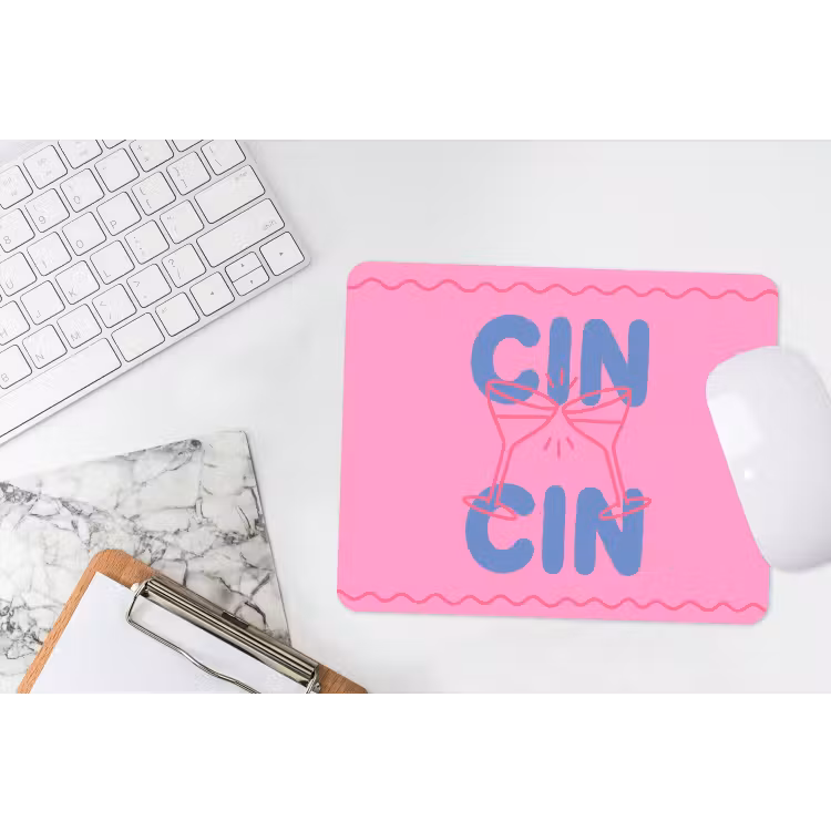 Drank - Glazen - Proost - Modern - Roze muismat rubber klein -witbureau