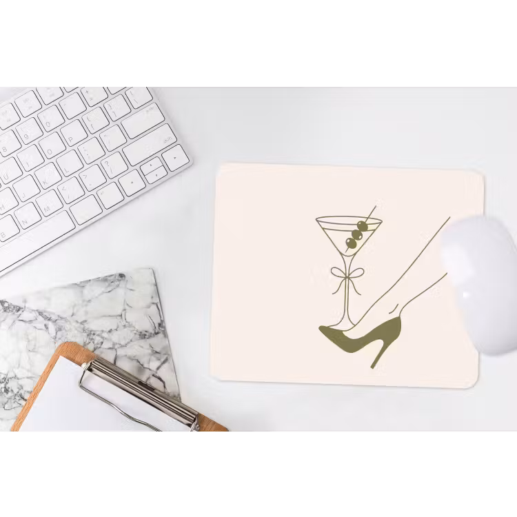 Drank - Martini - Hoge hak - Mode - Groen muismat rubber klein -witbureau