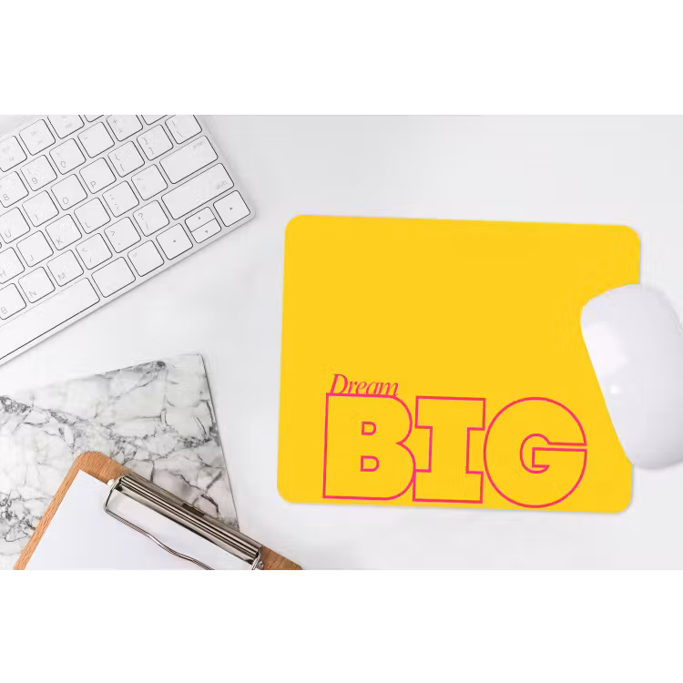 Dream big - Geel - Grafisch muismat rubber klein -witbureau